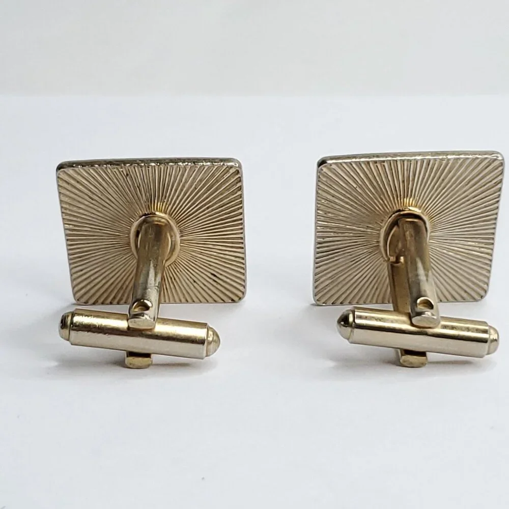 Vintage Music Notes Cufflinks Gold Tone White Enamel Musical